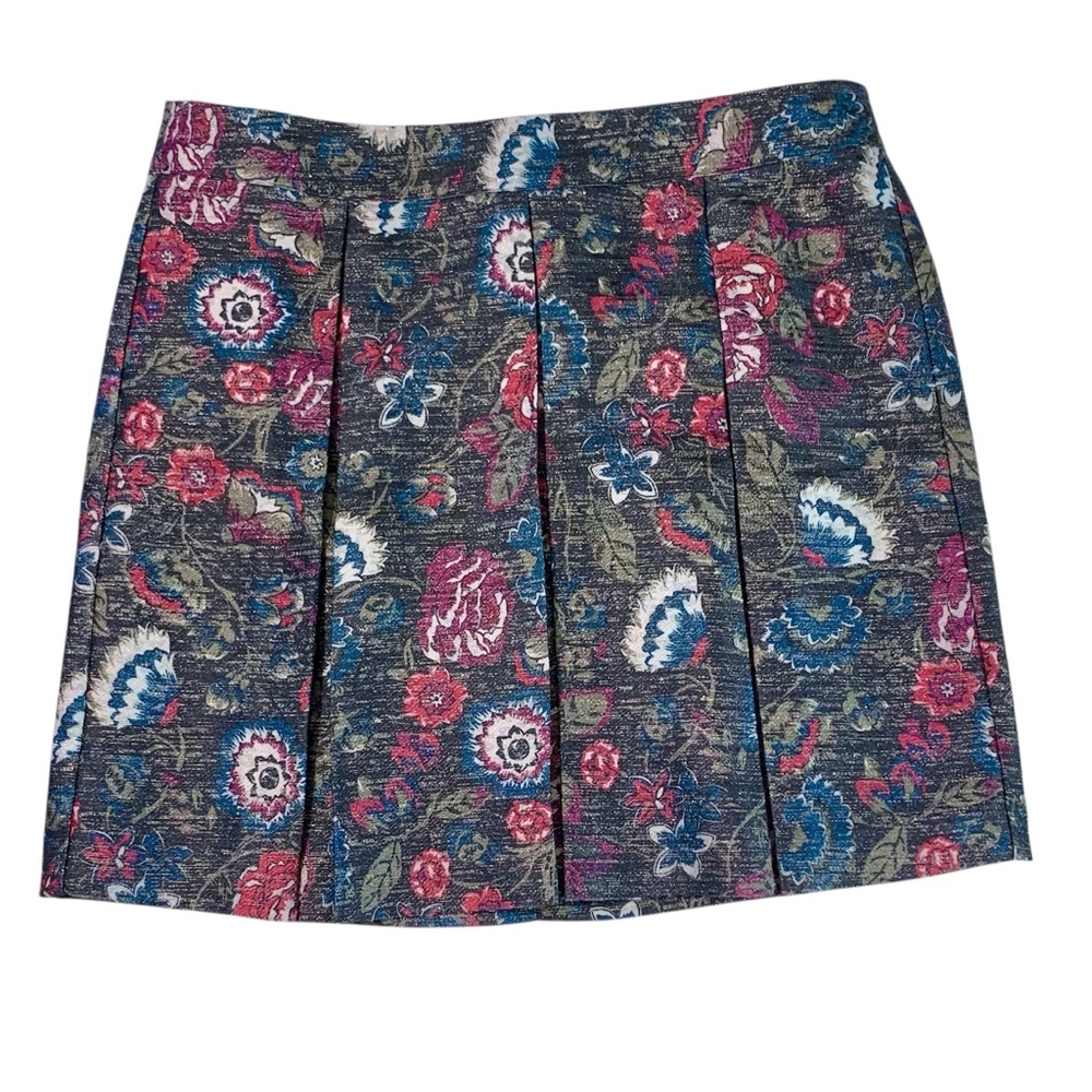 LOFT Floral Metallic Pleated Skirt Sz 16